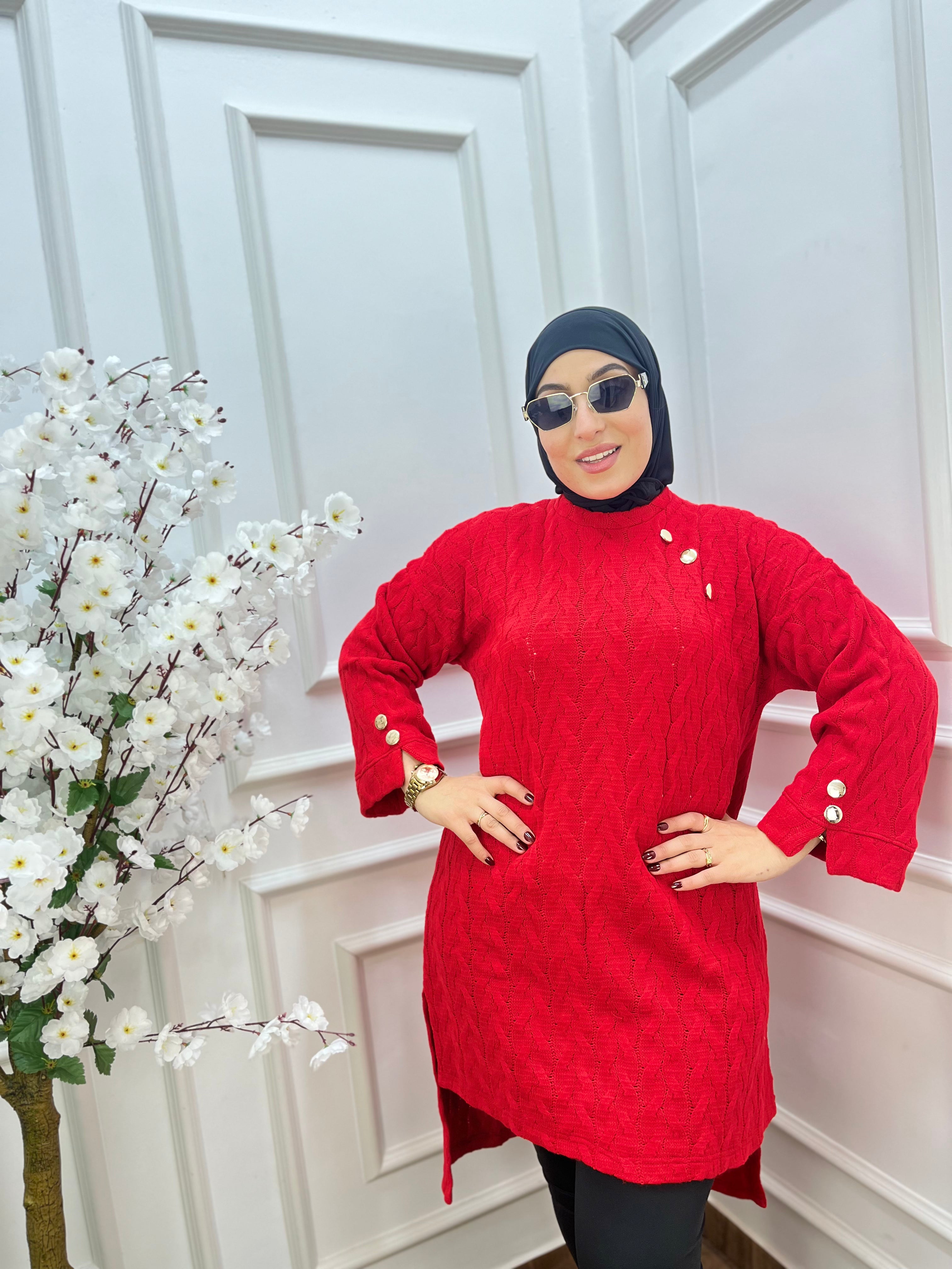 Jersey Rojo Elegante Mujer