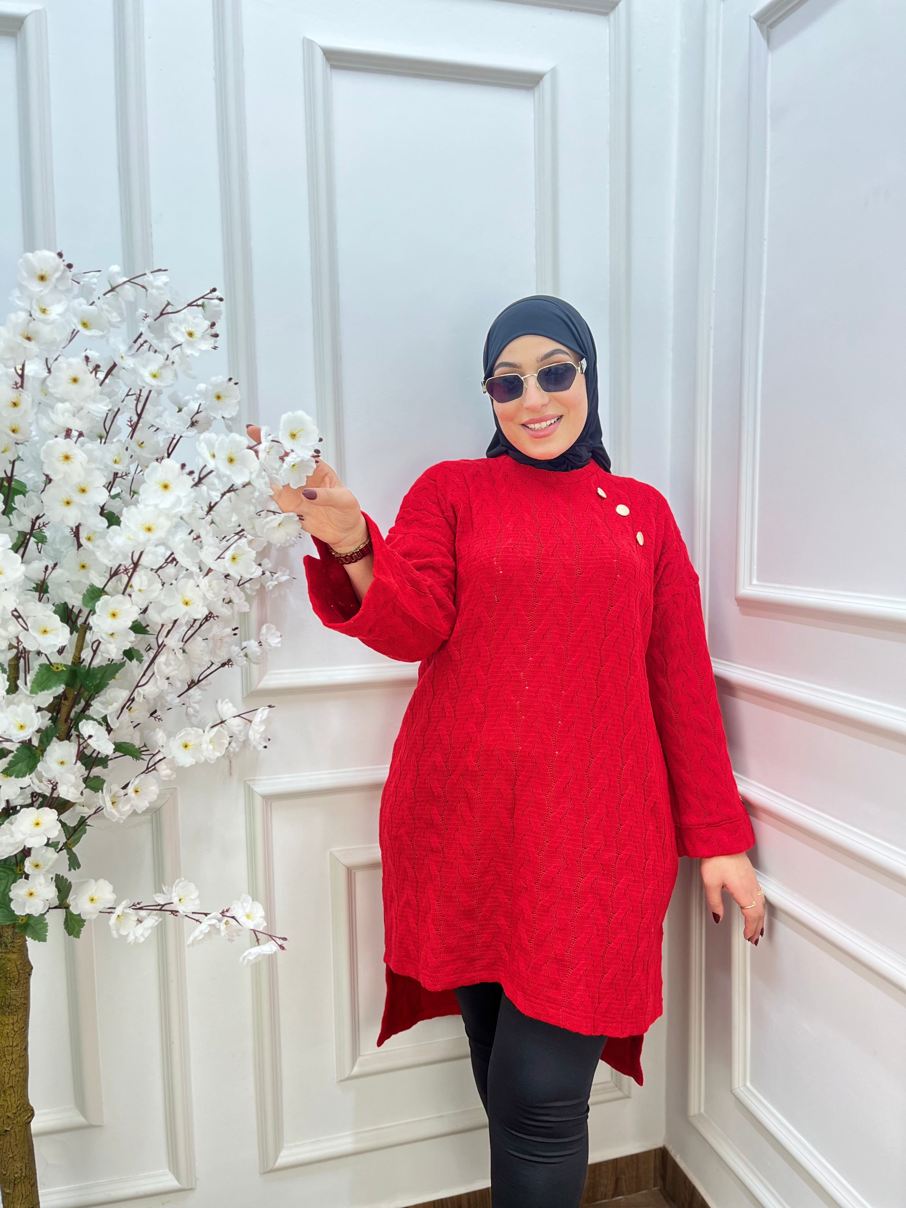 Jersey Rojo Elegante Mujer