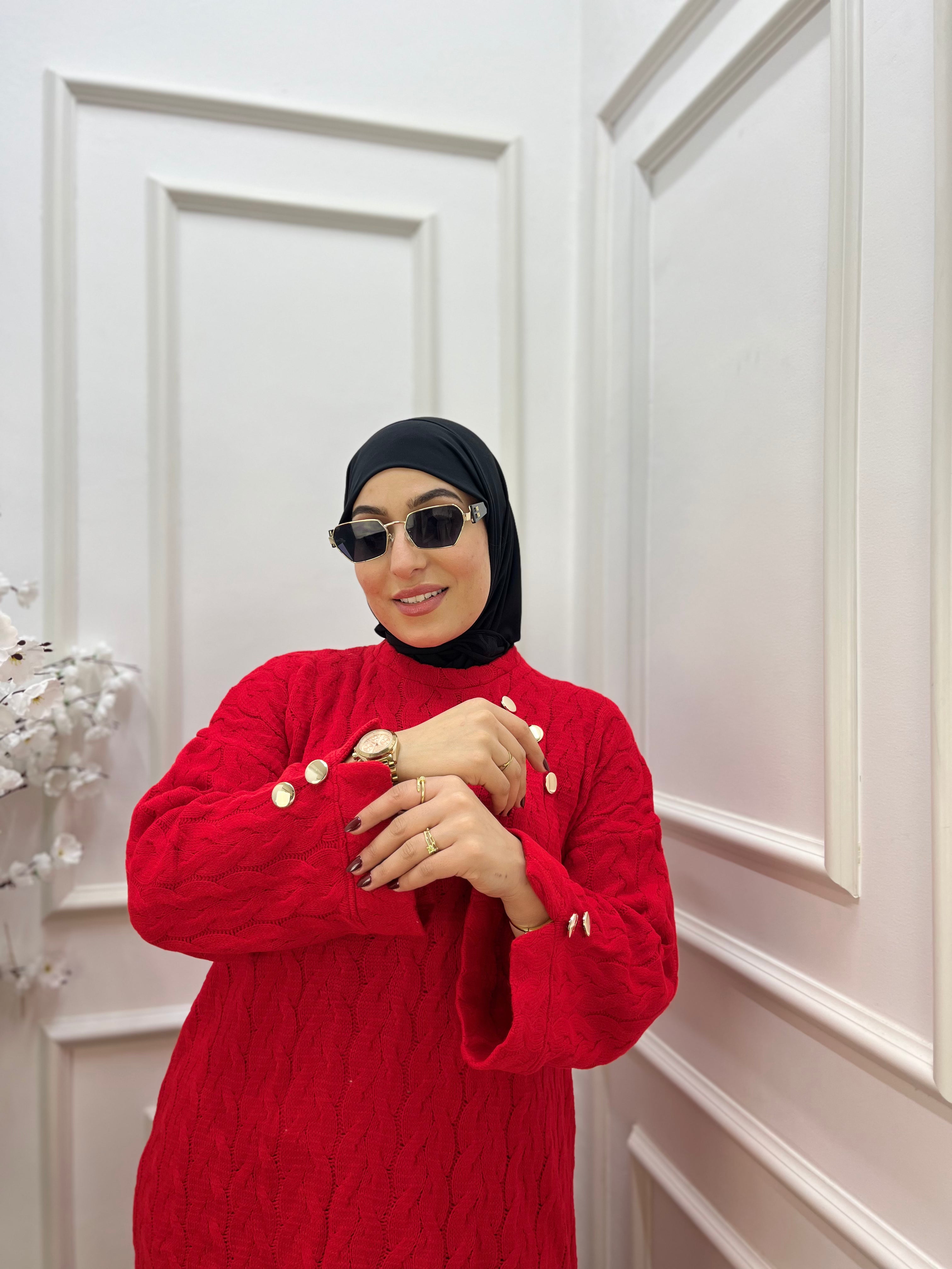 Jersey Rojo Elegante Mujer